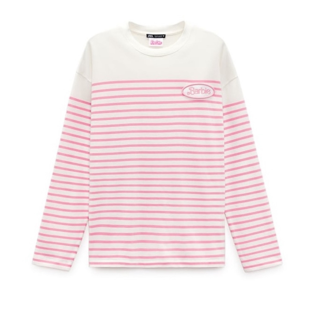 NWOT ZARA X BARBIE™ THE MOVIE ©WARNER BROS. STRIPED T-SHIRT